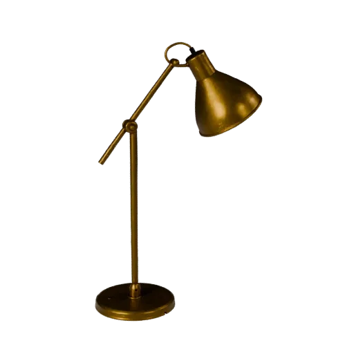 Brass Floor Lamp 3D model, living room, three-quarter front view, Unity viewport, metal detail.