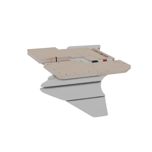 Modelo 3D de Almofada de Injeção para Enfermagem, vista de perfil lateral, renderização técnica de viewport, mostrando detalh