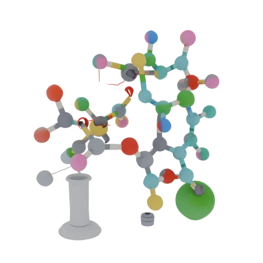 Protein Molecule Set Realistic 3D model, three-quarter studio render, showing colored spheres, molecule layout.
