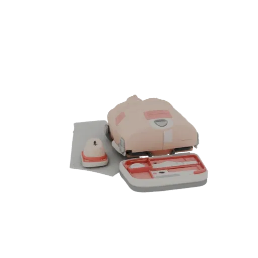 Surgical CPR Torso Trainer Realistic 3D model, three-quarter studio render, showing neutral plastics, form detail.