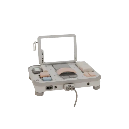 Nursing Training Monitor 3D model, side profile view, technical viewport render, showing neutral plastics, form detail.