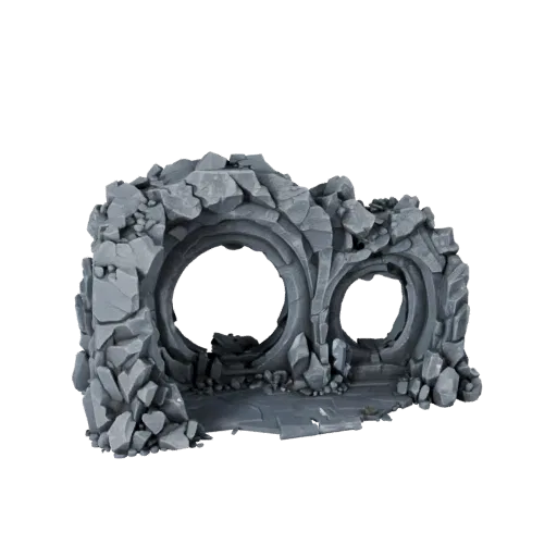 Crystal Cavern Room Unreal Engine 3D model, top-down viewport view, showing aged stone, built remnants.
