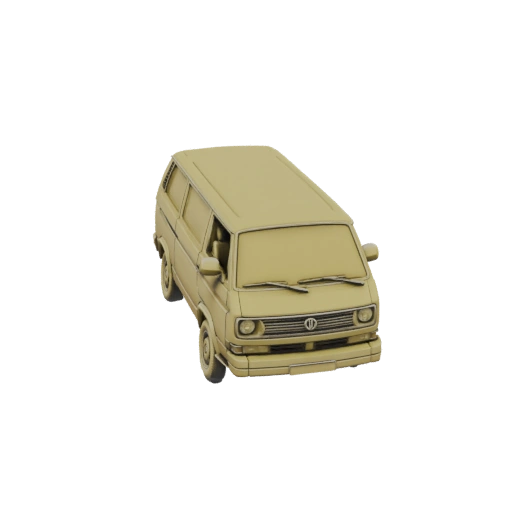 Vintage Camper Van 3D Model - Beige