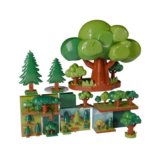 Forest Toy Photo Set stylized 3D model preview showing layered parts, three-quarter game view, depth and display scale