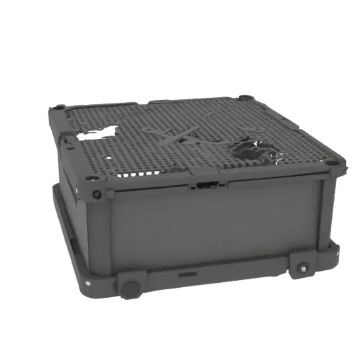 3D model of Focal Access AS3 speaker grille, gray, with characteristic perforation and reinforced corners.
