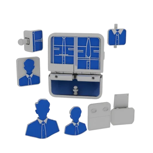Square Shirt Stud collectible detail 3D model, perspective studio render, highlighting cufflink form and finish detail.