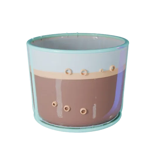 Cold Coffee Cup Stylized 3D model, stylized isometric render, showing glass, container shape.