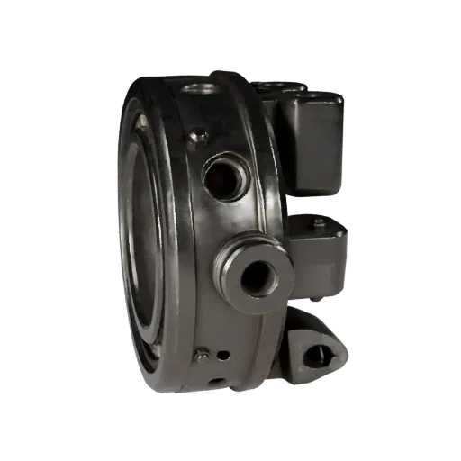 Sealed Bearing Block Realistic 3D model, three-quarter studio render, showing machined metal, precise part geometry.