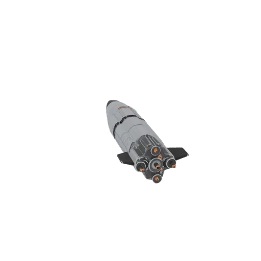 Rocket Printable 3D model, isometric STL render, showing emissive strips, strong prop silhouette.