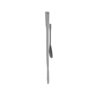 A 3D model render of a minimalist wooden spoon and a matching spatula, displayed vertically against a black background.