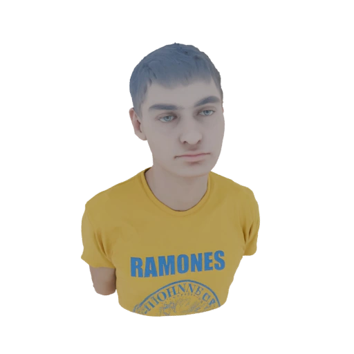 Young Man in Yellow Ramones T-Shirt 3D Model