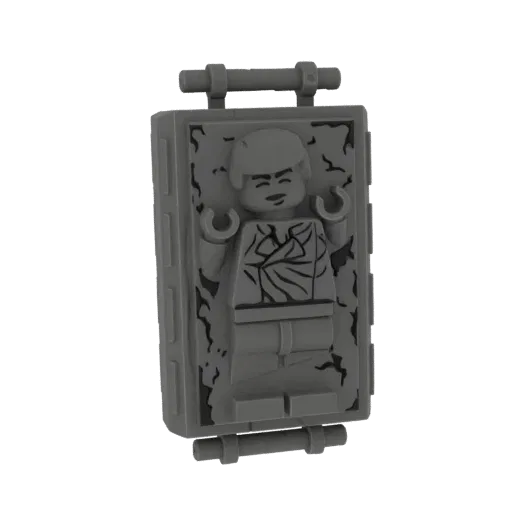 3D model of Han Solo frozen in a block of carbonite, a classic Star Wars scene.