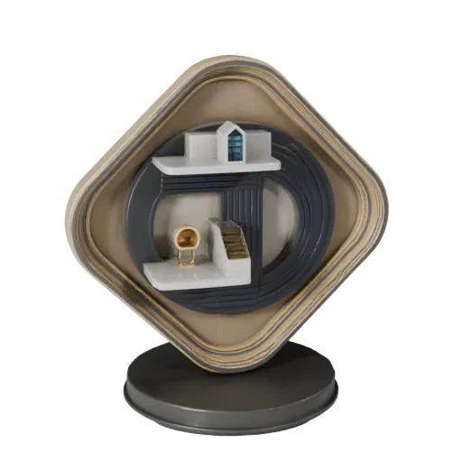 Luxury Wall Art Product Viz 3D model, living room, three-quarter studio product render, ceramic detail.