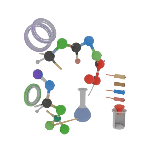 Protein Molecule Set Printable 3D model, isometric STL render, showing colored spheres, molecule layout.