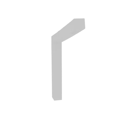 A 3D render of an abstract geometric L-shape object in a light gray material against a black background.