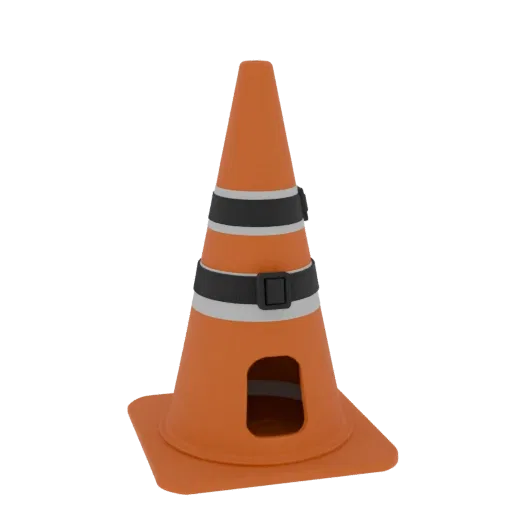 Site Safety Cone Printable 3D model, isometric STL render, showing plastic shells, recognizable safety silhouettes.
