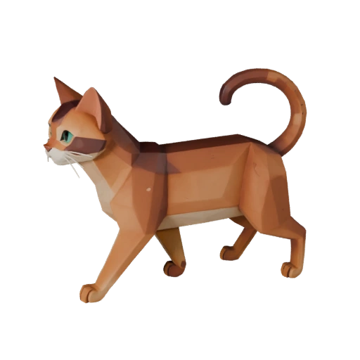 Modèle 3D de Chat Abyssin Low Poly - Asset de Jeu Unity avec FBX