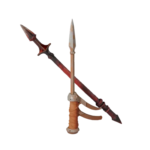 Rusted Spear Prop Stylized 3D model, stylized isometric render, showing worn metal, readable prop silhouette.