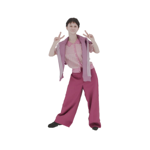 Pink Striped Casual Outfit 3D Model