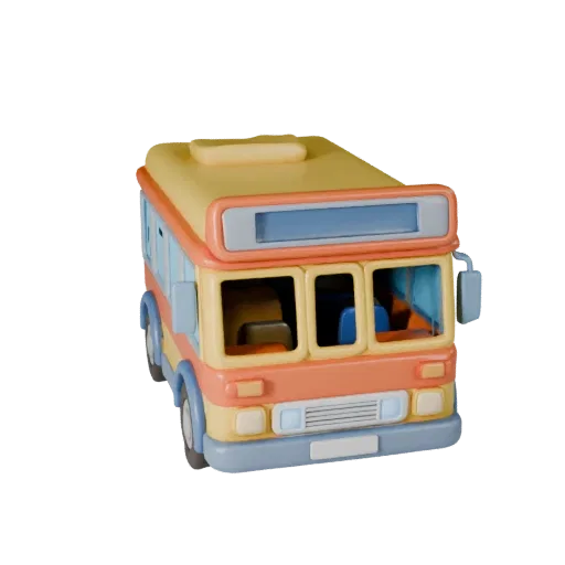 Cartoon City Bus 3D Model for Stylized Games PBR Asset