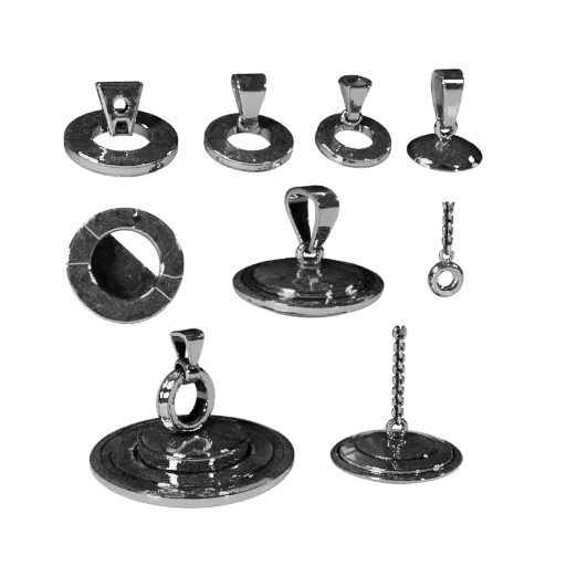 Minimal Ring And Pendant Set game ready 3D model, turntable hero render, showing set silhouette and surface contrast.