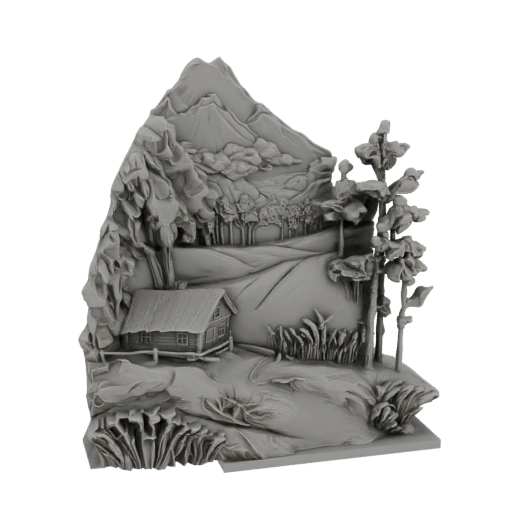 Mountain Cabin Diorama 3D Model