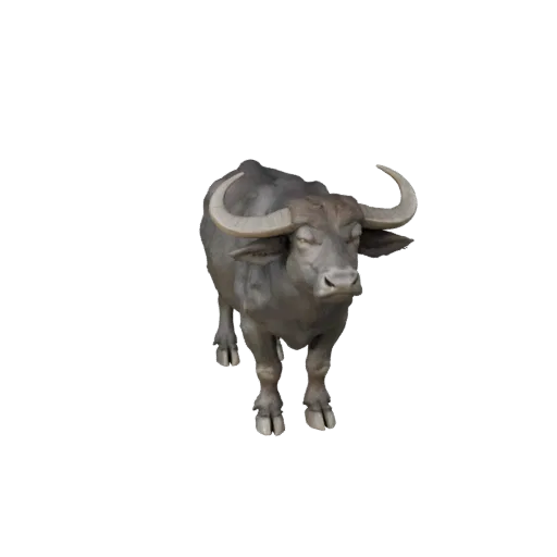 Modelo STL de búfalo de agua de alta poligonización, vista de pantalla isométrica, figura animal lista para imprimir con silu