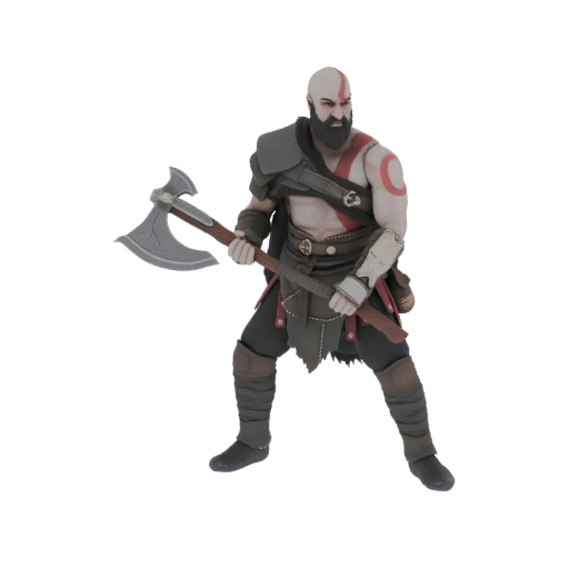 Kratos with Leviathan Axe 3D Model