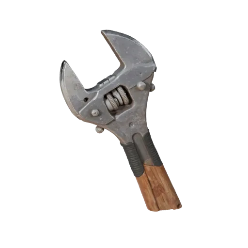 Heavy Duty Wrench 3D model, three-quarter front view, Unity viewport, showing painted metal, functional silhouettes.