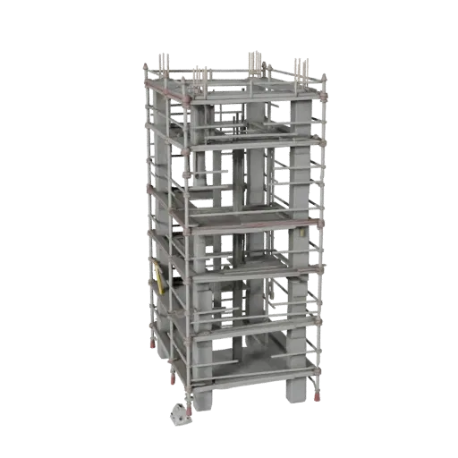 Site Safety Scaffold Tower 3D model, side profile view, technical viewport render, showing concrete, form detail.