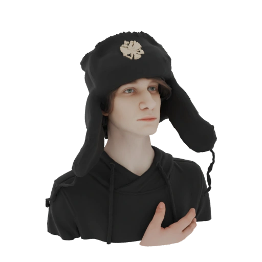 Black Ushanka Hat 3D Model