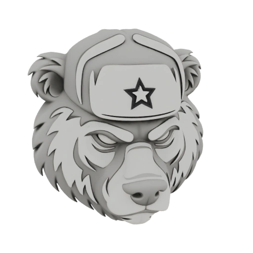 Russian Bear Head with Ushanka 3D Model