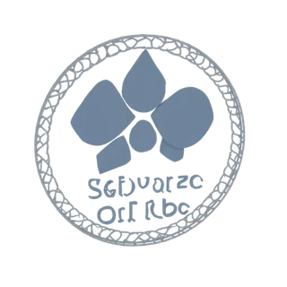 3D-Modell eines runden Emblems mit einer stilisierten blauen Orchidee und dem Text 'S&Duarzo Orl Rbc' in einem dekorativen Ra