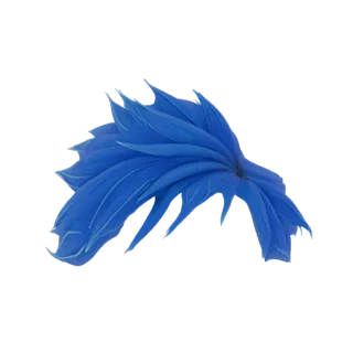 3D-Modell von spiralförmigen blauen Anime-Haaren mit scharfen, dynamischen Strähnen, die sich nach außen fächerförmig ausbrei