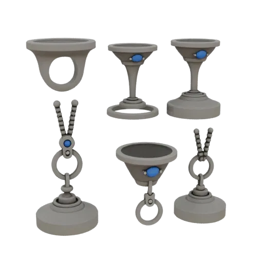 Gold Boho Ring And Pendant Set 3D model, three-quarter front view, AR viewer studio render, gold finish.