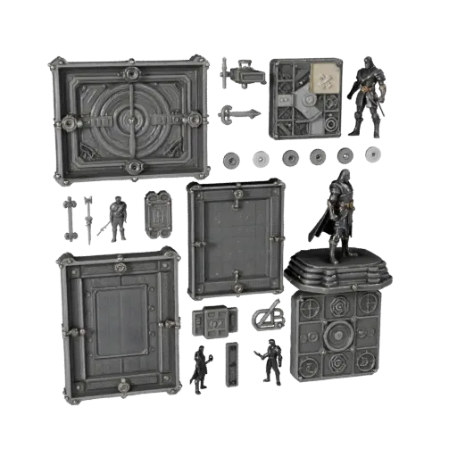 Dungeon Resource Token modular kit 3D model preview showing scale, top-down kitbash view and surface detail