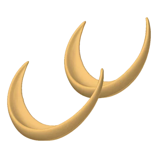 A 3D render of two smooth, beige crescent moons against a black background.