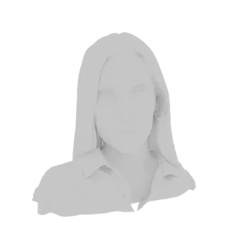 3D-Render einer monochromatischen Frauenbüste mit langen Haaren, leicht nach rechts gewandt, mit neutralem Gesichtsausdruck.