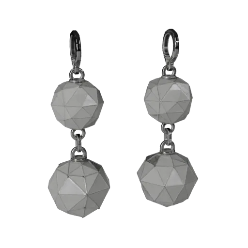 Drop Stud Earrings game ready 3D model, isometric studio render, highlighting earring seams, edges, and finish layers.