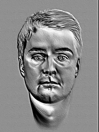 3D model of a young man's bas-relief in the style of classical sculpture, with detailed facial features and hairstyle
