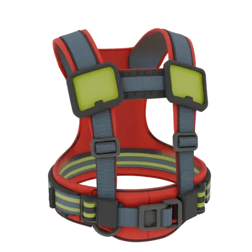 Utility Protective Harness Printable 3D model, isometric STL render, showing plastic shells, form detail.