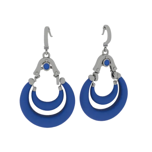 Chandelier Hoop Earrings scene ready 3D model, close-up hero shot, showing earring silhouette and surface contrast.