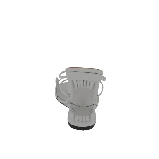 3D model render of white sandals with a detailed shark mouth design, featuring sharp teeth.