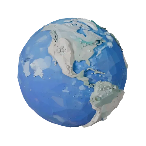 Earth Like Moon Low Poly 3D model, game viewport three-quarter view, showing rock, spherical body scale.