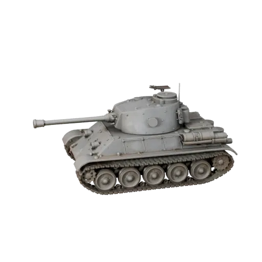 Modèle 3D de char de la Seconde Guerre mondiale, vue studio à trois quarts, atout de véhicule prêt pour Blender avec masse de