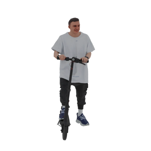 Young Man on Electric Scooter 3D Model