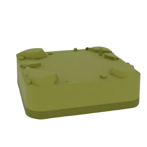 Swamp Ambush Base Printable 3D model, isometric tabletop STL render, showing sculpted terrain, mud shelves.