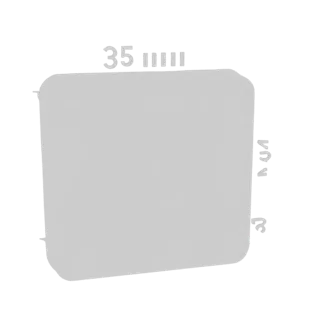 Modelo 3D cubo vacío 35x35x30 mm con pared de 3 mm, vista frontal