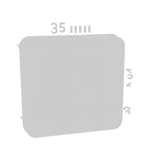 3D model of empty square 35x35x30 mm with 3 mm wall thickness, front view