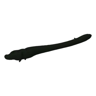 Rendu 3D d'une dague courbée noire à manche texturé, présenté sur fond blanc.